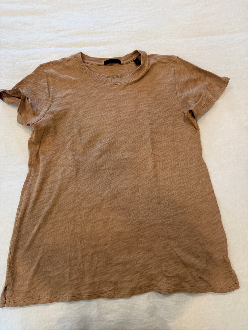 ATM Anthony Thomas Melillo Washed Brown Short Sleeve Crew Tee